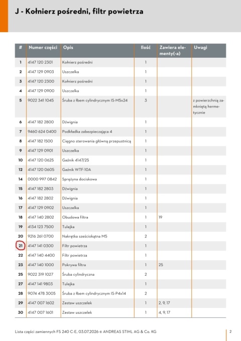 STIHL Filtr powietrza 41471410300 ORYGINAŁ