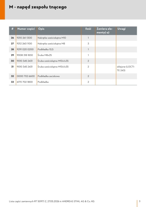 Nóż lewy STIHL do traktorka RT 5097 Z / RT 5097 Orginał