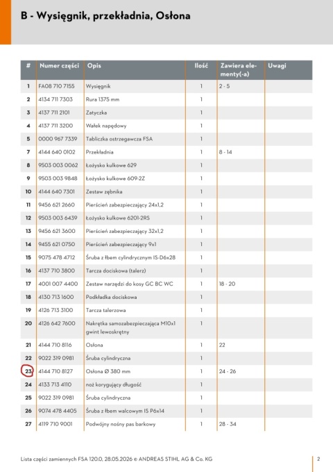 Orginalna osłona STIHL 41447108127 do pracy z głowicą żyłkową