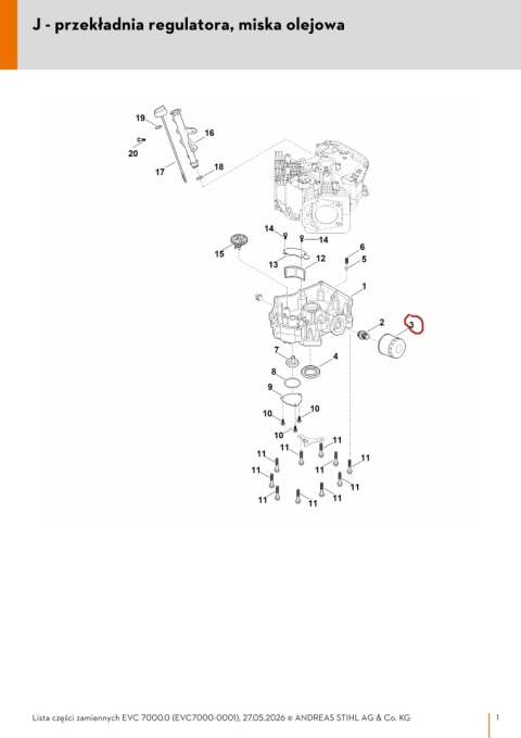 Orginalny filtr oleju STIHL do silnika Loncin traktorka RT 5097 Z