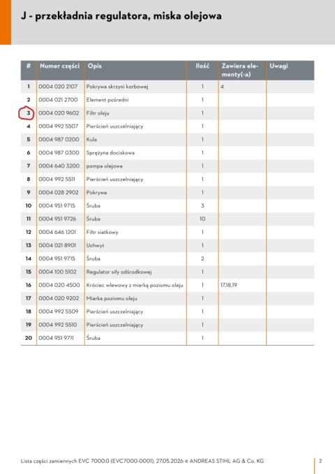 Orginalny filtr oleju STIHL do silnika Loncin traktorka RT 5097 Z