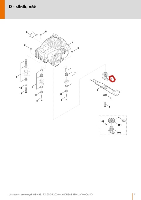 Pista noża STIHL 00007025000 Orginalna