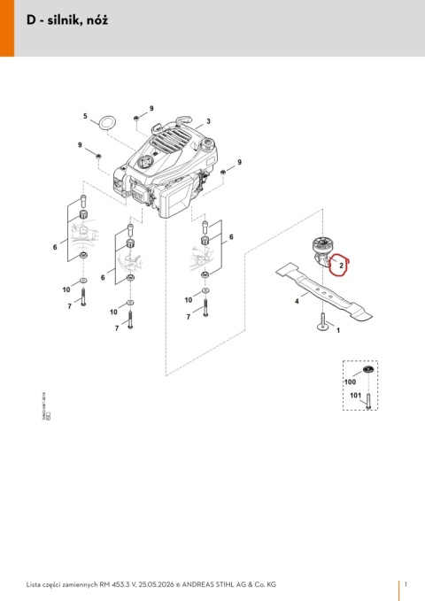 Pista noża STIHL WB417602000 Orginalna