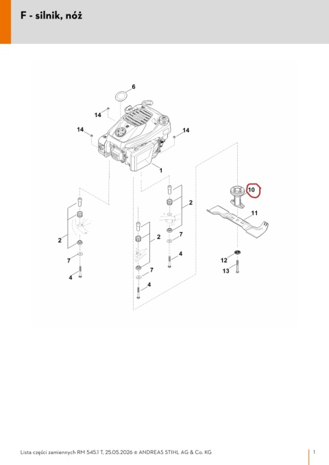 Pista noża STIHL 00007025010 Orginalna