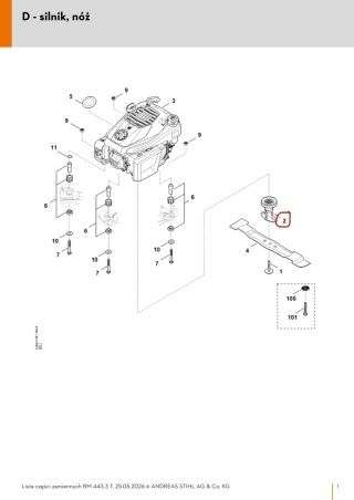 Pista noża STIHL 00007025016 Orginalna