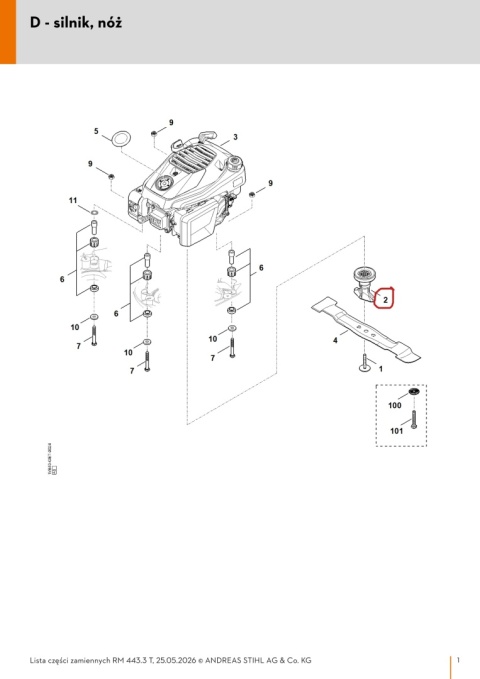 Pista noża STIHL 00007025016 Orginalna