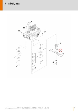 STIHL Nóż kosiarki RM 545/ VIKING MB 545 Orginał
