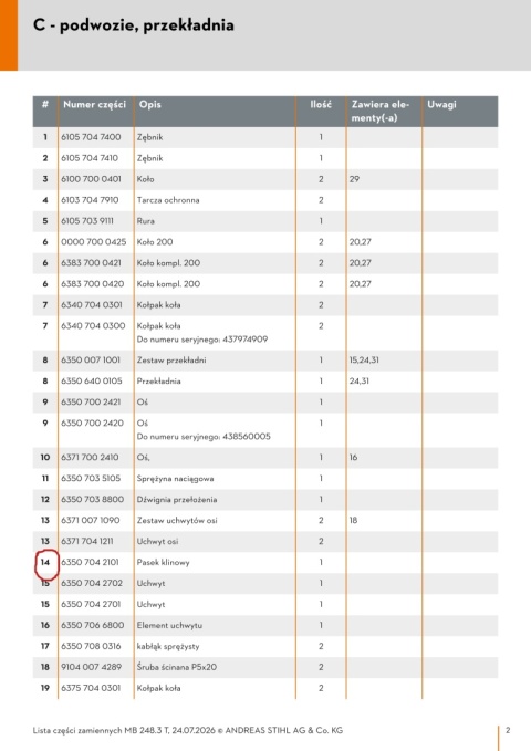 STIHL Pasek klinowy napędu kosiarki Orginał